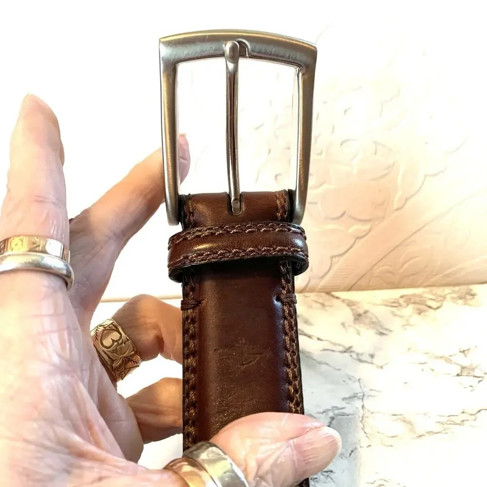 Dockers Men's Belt Genuine Leather Edge Stitch Brown Size 42